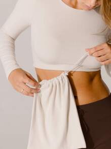 Aralina Soft Knit Texture High-Waisted Lounge Pants - Chocolate Brown - View 3