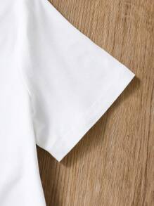 Tween Girls' Casual Rabbit Ear & Floral Print Short Sleeve T-Shirt, Suitable For Easter And Everyday Wear - White - View 5