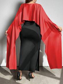 SHEIN Unity Vestido maxi de mujer de talla grande de bloque de color elegante con dos en uno, vestido de retazos con contraste de color - Multicolor - Ver 2