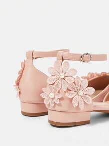 CUCCOO HITCHD 女士尖头舒适可爱珍珠花朵图案婚礼派对粉色平底芭蕾鞋 - 粉色 - 查看 9