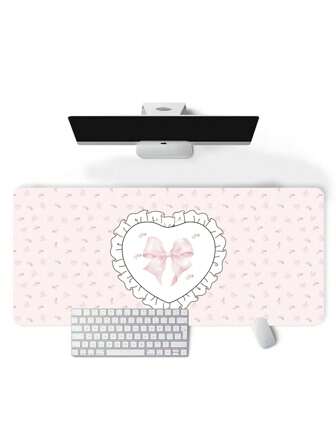 Kawaii Tapis de souris épais, antidérapant et imperméable avec un motif adorable de nœud papillon rose et d'ours, référence 401422