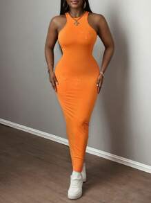 Slaydiva New Arrival Summer Simple Casual Basic Scorch Print Women Dress