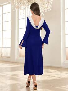Modelyn Vestido miniatura pegado de noche de mujer con color block y espalda descubierta