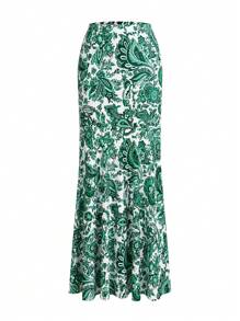 Swim Oasis Women's Retro Print One Piece Swimsuit With Cover Up & Skirt, Vacation & Beach For Summer - Multicolor - View 3