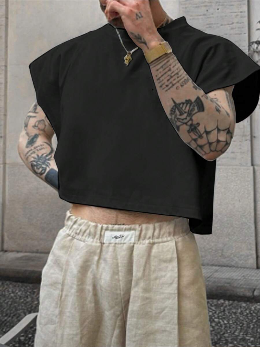 SHEIN Manfinity Dauomo 男士休闲纯色短袖 T 恤，百搭