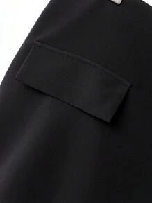 SHEIN Frenchy Plus Size Plain Simple Design Shorts, Fashionable For Summer - Black - View 4