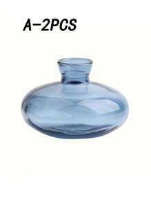 SHEIN 1 Pc Blue Glass Bud Vase, Modern Decorative Small Mini Flowers Vases Short Minimalist Aesthetic Home Decor Vintage Cute Handmade Tiny Wedding Table Centerpieces For Single Flower Rose,Home Decor,Flower Vase,Centerpiece,Table Decor