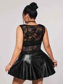 SHEIN ICON Top de tirantes transparente con cuello de piocha y sin mangas para tallas grandes - Negro - Ver 7