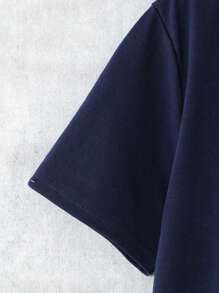 2pcs/Set Boys' Letter Print Contrast Color Round Neck Short Sleeve T-Shirt And Shorts Set - Multicolor - View 6