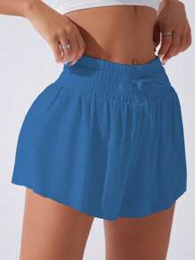 Easithlete 女士纯色抽绳腰日常健身运动短裤毛衣短裤