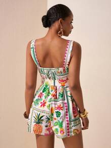 Zivah New Spring/Summer Vacation Bohemian Tie Up Printed Playsuit - Multicolor - View 2