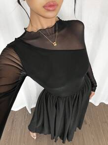 Firerie Abito lungo elegante da donna in in rete con schiena scoperta stile A-line, adatto per feste, festival musicali, estate
