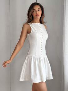 Firerie Damska letnia, elegancka, romantyczna, modna, seksowna, elegancka sukienka z dzianiny w kolorze białym, bez rękawów, na imprezę dla pań, na wakacje na plaży, na powrót do szkoły, na ukończenie szkoły, na romantyczne randki, na urodziny, na Wielkanoc, na brazylijski karnawał, na festiwale muzyczne, na wiosnę i lato, na ślub, na brunch, w stylu boho, w stylu wróżek - Biały - Zobacz 6