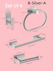 1 pieza Barra para toallas, portarrollos de papel higiénico, anillo para toallas de acero inoxidable, barra para almacenar, nuevo gancho de pared para el baño - Multicolor - Ver 11