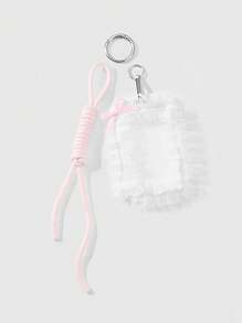 ROMWE Kawaii 1 件简约优雅甜美优质白色网状蝴蝶结透明卡夹，带可调节挂绳，适合办公室职员、学生、女士、日常使用、节日礼物