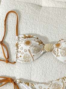 Swim Mod Bikini dây mảnh màu trơn trang trí không dây trên và dưới buộc bên hông, Bộ bikini mùa hè cho nữ - Nhiều màu - Xem 5