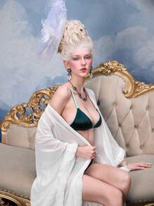 PinupGlam Bata larga elegante de terciopelo y malla, estilo palacio retro, para mujeres