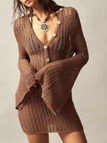 Bohemela 波西米亚风女式毛衣连衣裙 - 杏色 - 查看 2