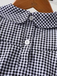 SHEIN 女婴时尚休闲蝴蝶结格子连衣裙，适合专属夏季外出 - 彩色 - 查看 5