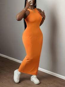 Slaydiva New Arrival Summer Simple Casual Basic Scorch Print Women Dress