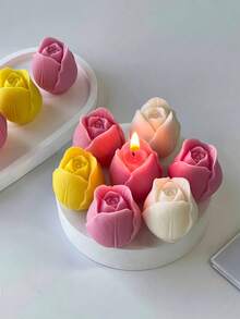 1 Piece Candle Making Silicone Mold, 3D Three-Dimensional Tulip Valentine Or Mother's Day, Can Make Candles, Incense Stone, Home Art Decoration, Easy To Disassemble And Clean, Reusable DIY Materials, DIY Handmade Gift For Love, 2 Styles Available - White - View 1