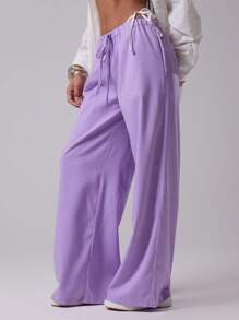 MUSERA Holiday Textured Linen Feel Tie Waist Trousers Boho, Elegant, Holiday Ibiza Beach Thanksgiving