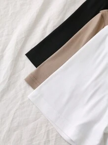 INAWLY 女士纯色 V 领短袖休闲百搭 T 恤 - 彩色 - 查看 5