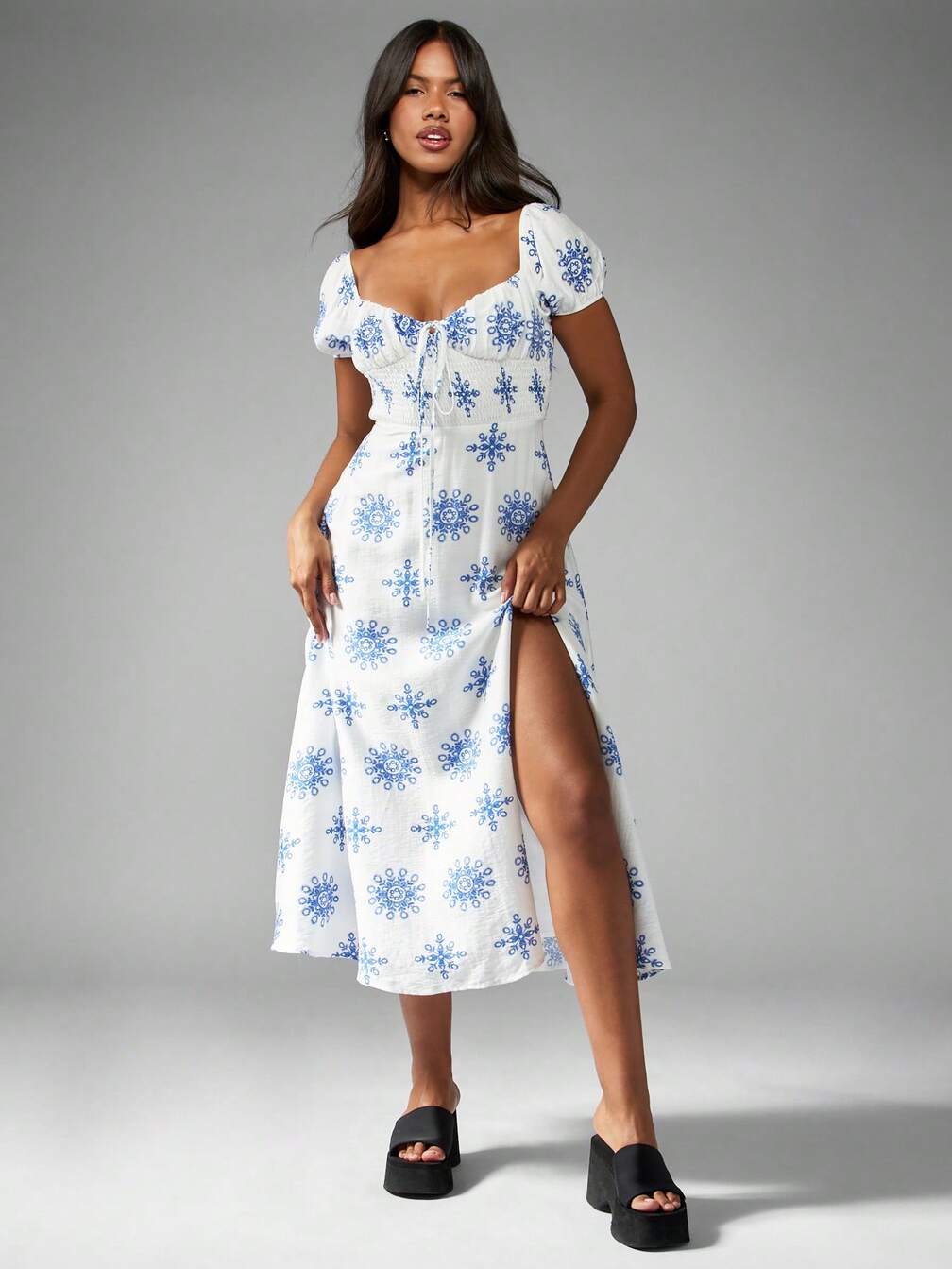 missguided milkmaid midi dress Missguided milkmaid midi dress in floral print
