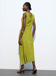 Maija 秋冬新款时尚音乐节海滩派对度假优雅无袖中长针织腰连衣裙，鼠尾草绿色，适合日常休闲、派对、婚礼、毕业典礼、浪漫都市度假