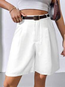 Siren Gaze 女士夏季编织休闲百慕大短裤 - 白色 - 查看 5