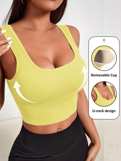 Core Rhythm Seamless Women Solid Ribbed Cropped Sports BH Workout