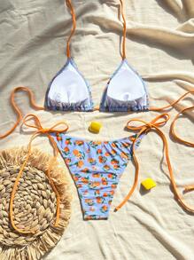 Swim Mod Conjunto de bikini de mujer con cuello halter, traje de baño de 3 piezas