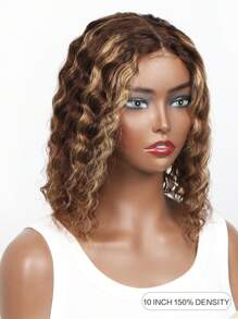 Highlight Bob Human Hair 6*4 Glueless Lace Wigs Short Deep Curly Wigs For Women 4/27  Honey Blonde 150% Density Wigs Human Hair - S4/27 - View 5