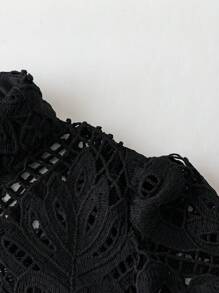 SHEIN Clasi Abito elegante da donna taglie forti, traforato, con ricami e bordi in pizzo