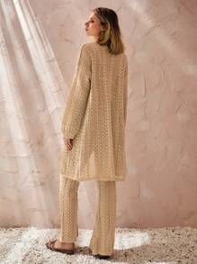 EURMUSE Woman Shiny Cover Up Set, For Summer Beach Vacation - Camel - View 2