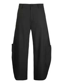 Manfinity Hypemode Men's Solid Color Large Pocket Wide Leg Loose Casual Pants Wide Leg Men Pants Pants For Men Baggy - Black - View 5