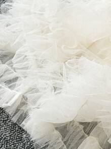 DreamSkyne 大码女士春夏杏色网眼蕾丝拼接派对日常装优雅公主裙 - 杏色 - 查看 4