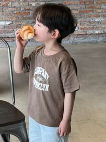 DAZY Young Boy Letter Print Round Neck Short Sleeve Casual T-Shirt