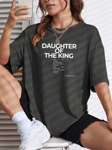INAWLY Maglietta casual oversize da donna con spalle scoperte e stampa con slogan al collo tondo