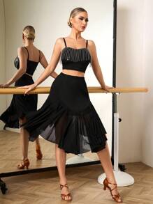 Mulvari Oversized Tulle Asymmetrical Hem Women Dance Skirt