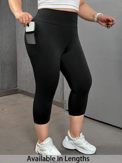 SHEIN PETITE CURVE Plus Size Casual mångsidiga enfärgade Leggings