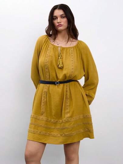 Maija 大码女式夏季刺绣波西米亚长袖超长连衣裙，春夏休闲舒适百搭女装春夏节日海边，毕业礼服婚礼宾客礼服女士沙滩装女士外出礼服女士度假礼服优雅，女士度假装，波西米亚风女装