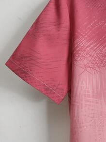 Manfinity Homme Men's Summer Casual Gradient Front Button Short Sleeve Shirt - Multicolor - View 4