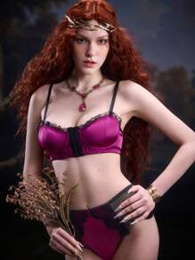 PinupPomp Women Elegant Contrast Lace Trim Bra - Multicolor - View 7