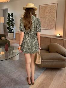 Chiquease Women's Elegant Floral Print Jumpsuit - Green - View 2