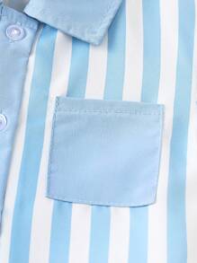 SHEIN Conjunto de camisa de manga corta a rayas y shorts para bebé niño