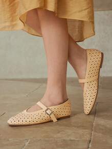 MOTF PREMIUM POINTELLE SQUARE TOE FLATS - Yellow - View 8