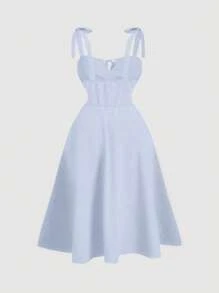 SHEIN MOOSTA Plus Size Women's Solid Color Simple Daily Tie Belted Dress For New Year Clothes Maxi Women Outfit