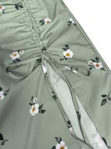 SHEIN LUNE 大码抽绳碎花 A 字裙，简约时尚，适合夏季 - 彩色 - 查看 5
