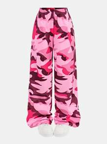 Sparklyn 2 件套青少年女孩迷彩休闲字母 V 领曲棍球 T 恤 + 宽松迷彩阔腿裤，街头时尚百搭 - 彩色 - 查看 6